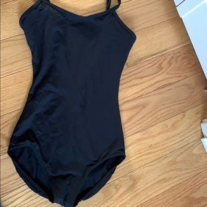 Black camisole v-back leotard
